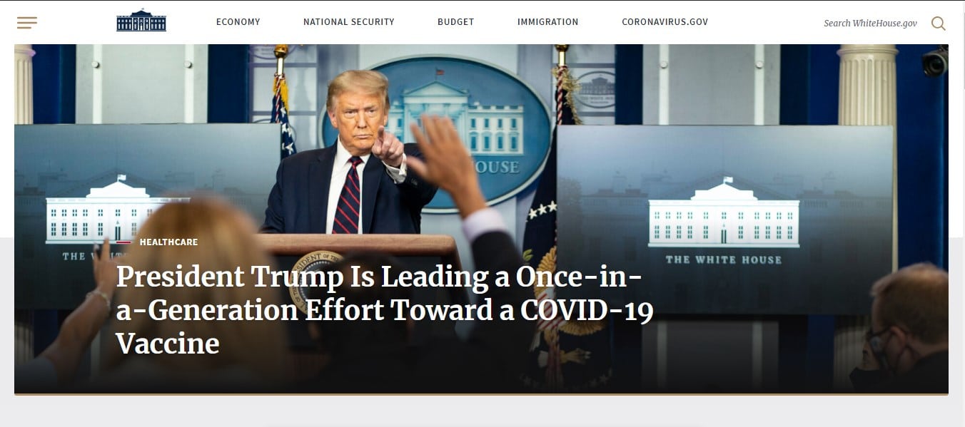 40 grandes marcas que usan WordPress sitio web de la casa blanca